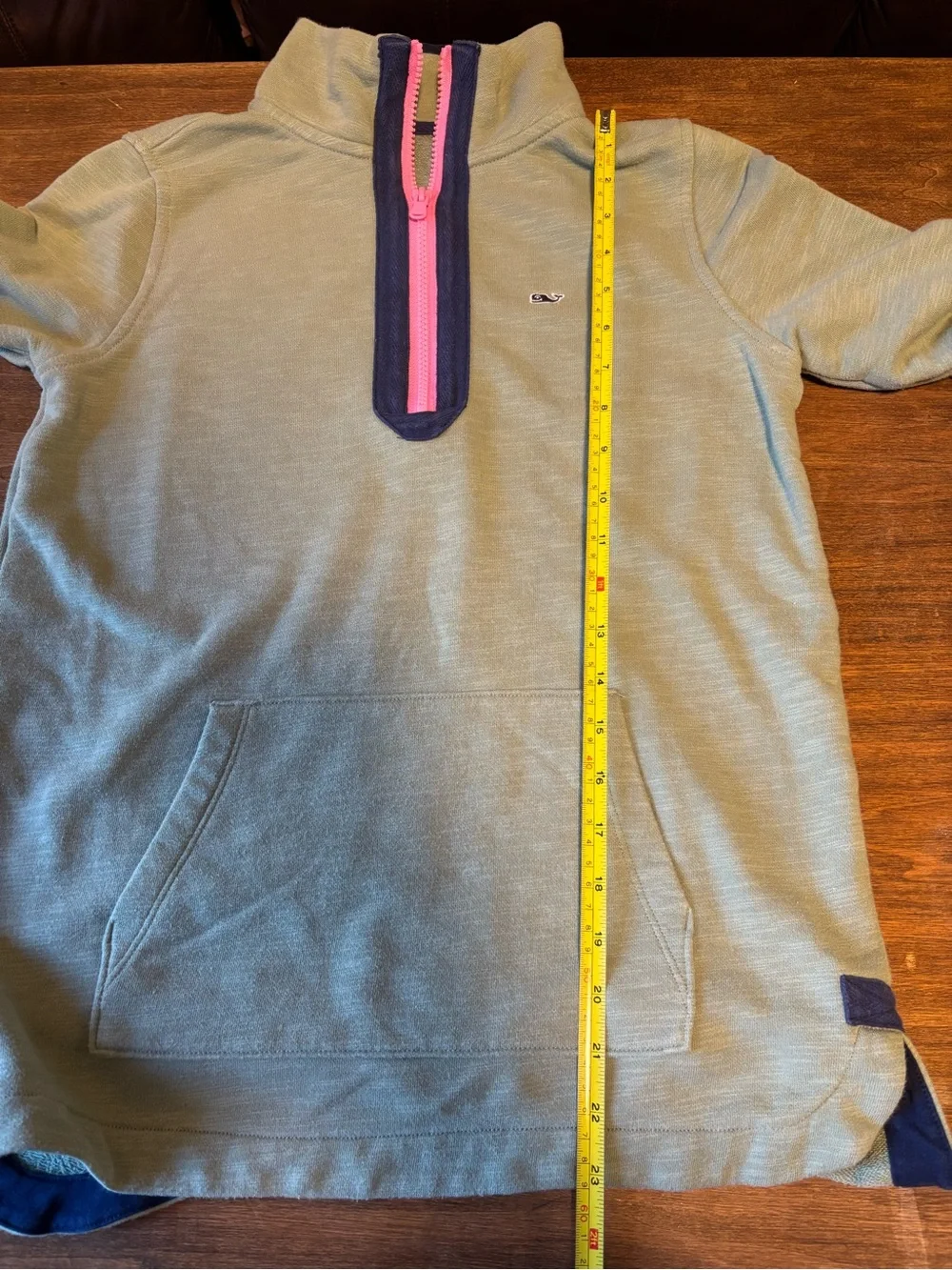 Vineyard Vines Pouch Pocket Slub Jersey 1/4 Zip Sweatshirt Sage Olive - Small - Picture 8 of 8